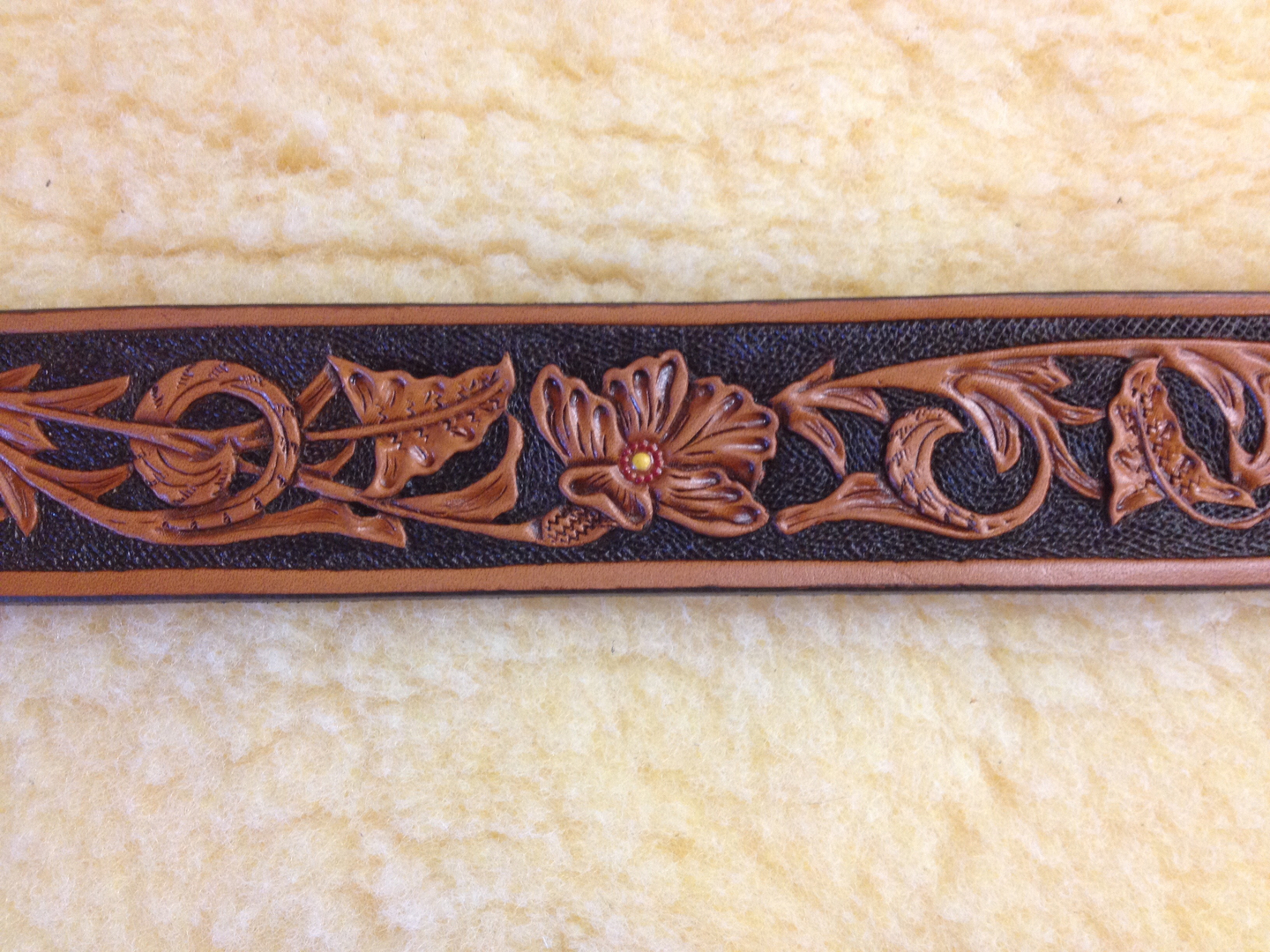 Floral carved ranger style belt