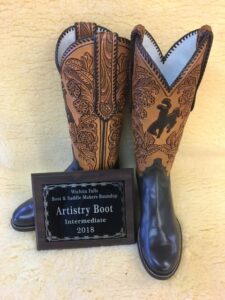 2018 Intermediate Division Winner for the Artistry Class - Tooled tops with double loop lace